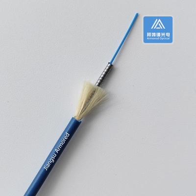 Simplex Spiral Armored Fiber Cable G652D Blue PVC  OD 3.0mm Rodent Resistant FTTH