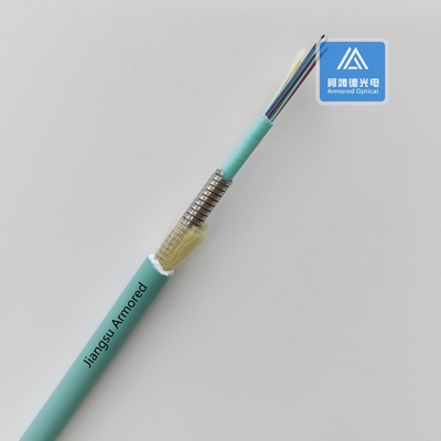 12 Cores Multi Mode Spiral Armored Fiber Cable 7.5mm Aque LSZH  Rodent Resistant FTTH