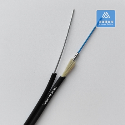 Simplex Single Mode Self Supporting Spiral Armored Fiber Cable 6.2x3.1mm Black LSZH  Rodent Resistant FTTH