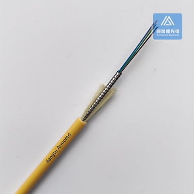 4 Cores SM Single Mode Armored Fiber Cable Yellow PVC 5.0mm FTTH