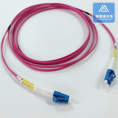 Duplex MM Armored Zipcord Patch Jumper 2.0mm X 2pcs Purple LSZH With DLC Connector