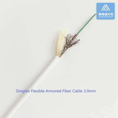 Simplex Flexible Armored Fiber Patch Cable 3.0mm White LSZH FTTH