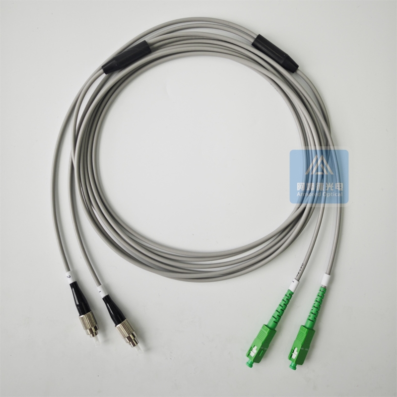 2F Armored Patch Cord 2m SC APC FC UPC Connector 3.0mm Grey PVC Jacket