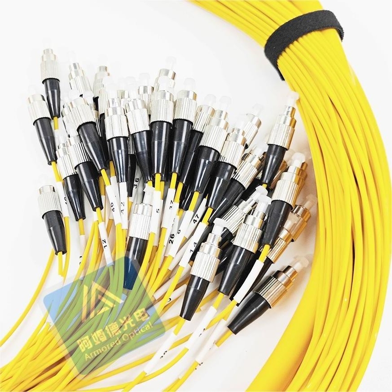 48F Armored Fiber Pigtail With FC Yellow LSZH 10.5MM FTTX Datacenter Rodent Resistant
