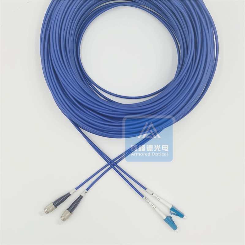 Duplex Armored Patch Cord 30m FC LC 3.3mm Blue LSZH Rodent Resistant FTTH