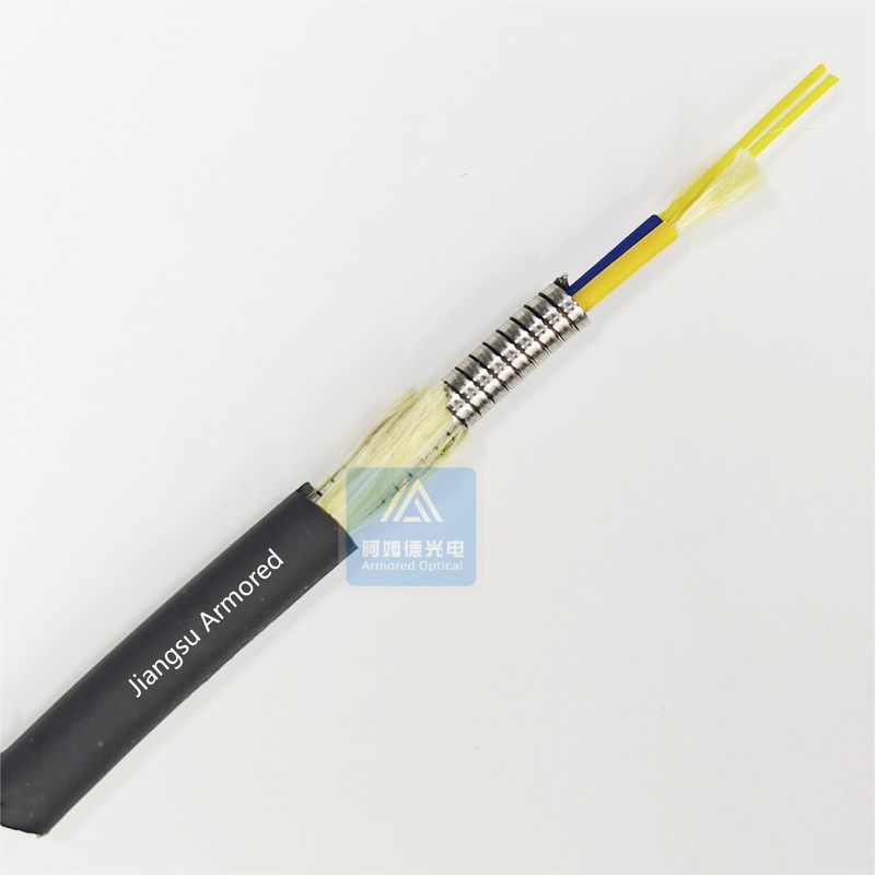 Duplex 7.0mm Spiral Steel Armored  Fiber Cable Black LSZH  FTTA Patch Jumper  CPRI Fiber Cable