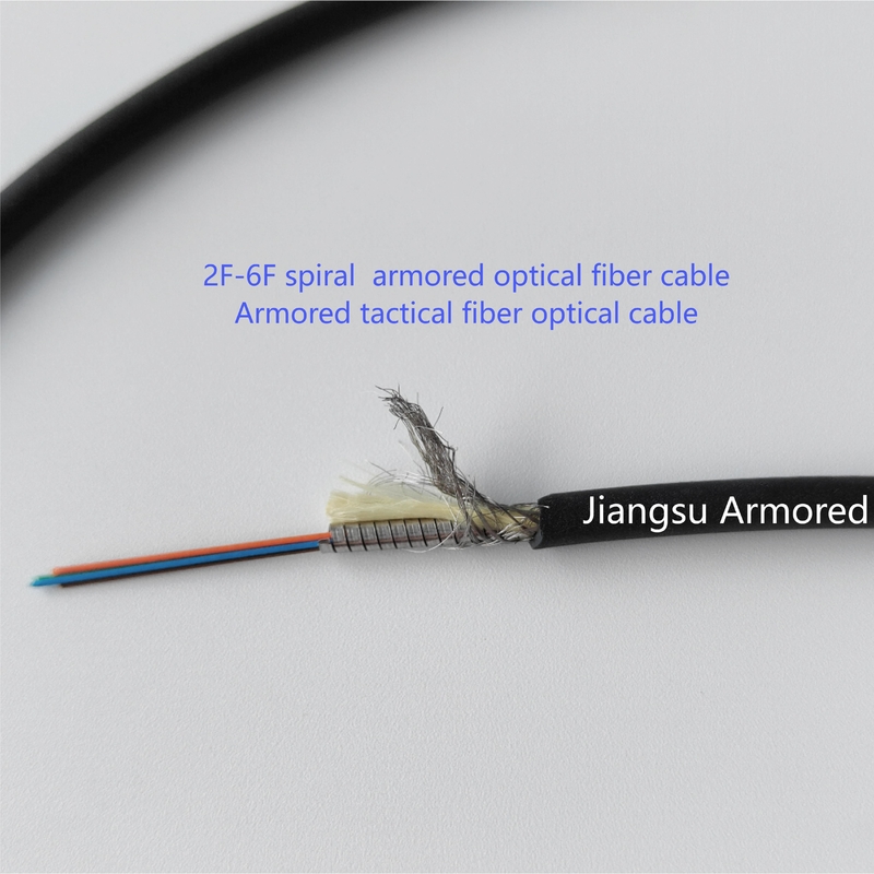 6 Core 5.0mm Tactical Armored Fiber Cable SM Single Mode Black TPU jacket  Military and Defense