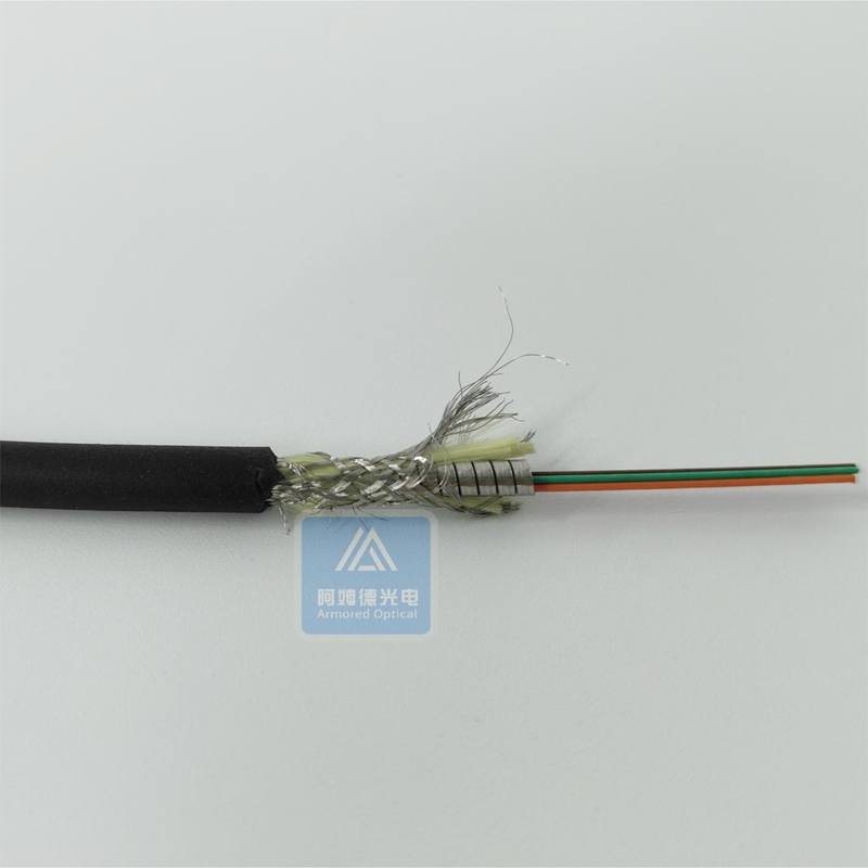 6 Core 5.0mm Tactical Armored Fiber Cable SM Single Mode Black TPU jacket  Military and Defense