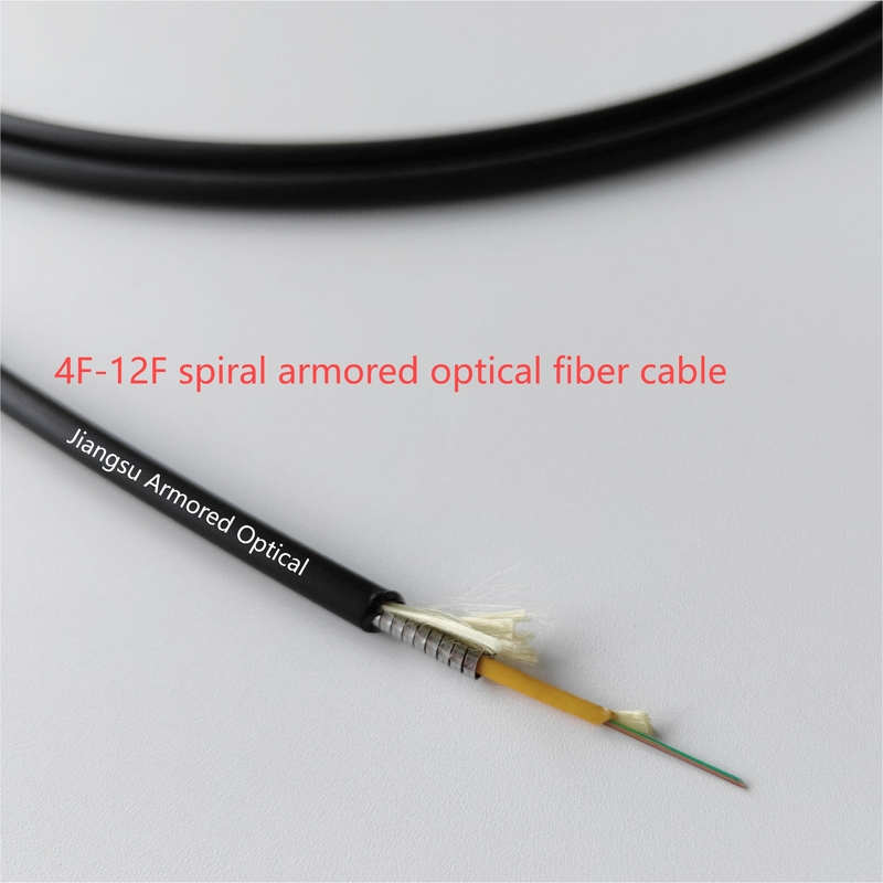 4F-12F 5.0mm Spiral Micro Armored Fiber Cable Black LSZH Jacket FTTH Rodent Resistant
