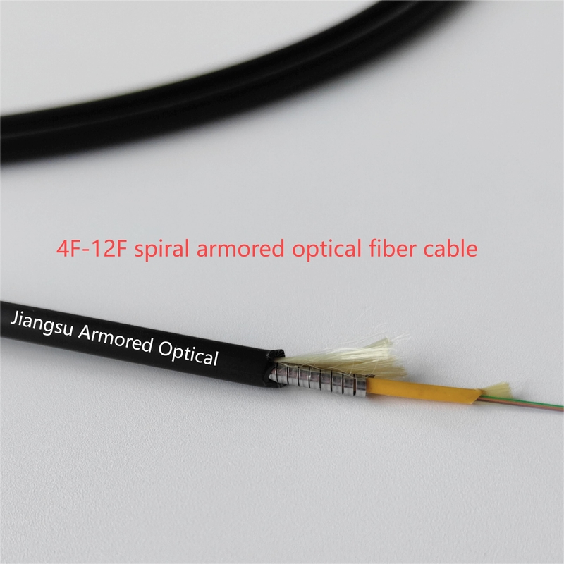 4F-12F 5.0mm Spiral Micro Armored Fiber Cable Black LSZH Jacket FTTH Rodent Resistant