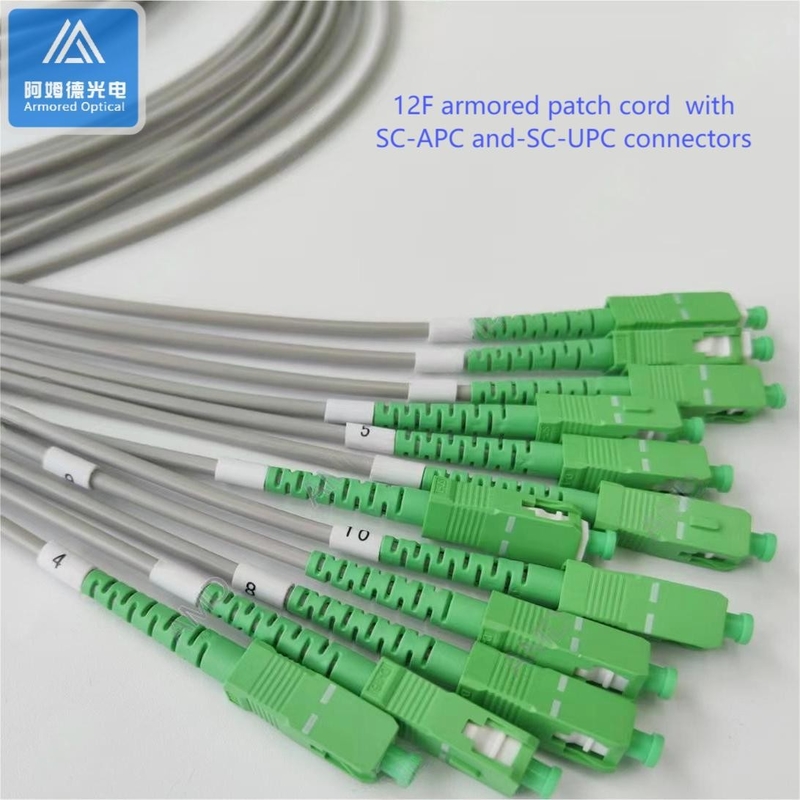 12 Core Sc Apc Fiber Patch Cable 2m Sc Upc Sc Upc Simplex 6.5mm Grey PVC