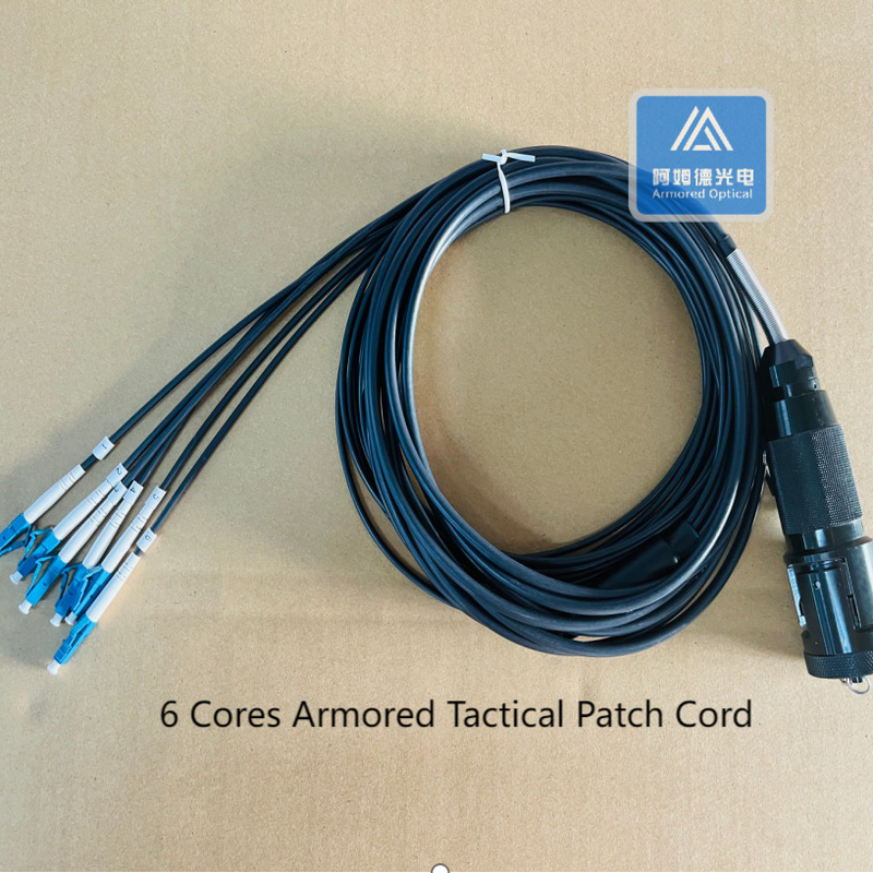 6 Core Armored Fiber Patch Cable Military Jumper LC Tactical Connector TPU Jacket  5.0mm