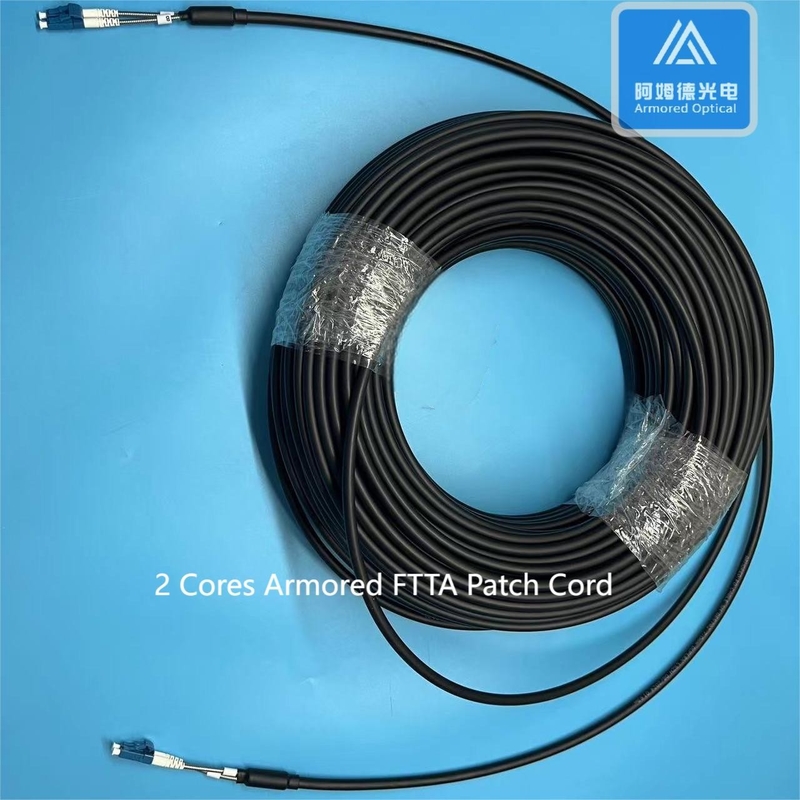 2 Cores SM Armored Patch Cord CPRI Patch Jumper Black LSZH 7.0mm  DLC 70M