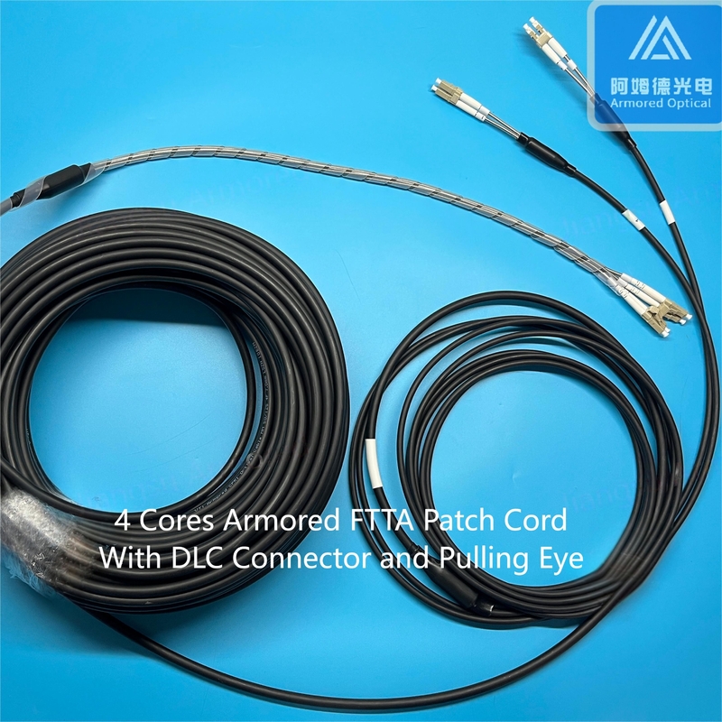 4 Core MM Armored Patch Cord FTTA CPRI Patch Jumper 7.0mm Black LSZH  BBU RRU