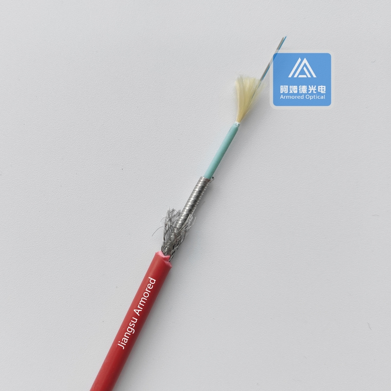 12 Cores Multi Mode Micro Armored Fiber Cable  5.0mm Red LSZH Rodent Resistant FTTH