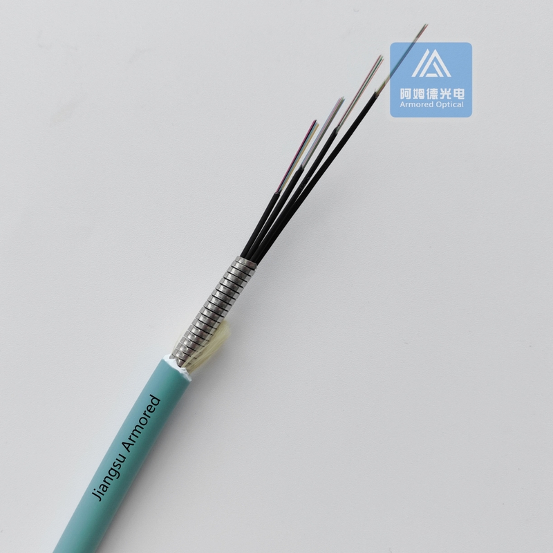 48 Cores MM Spiral Armored Fiber Cable Aque LSZH 8.5mm  Micro Armored Cable FTTH Rodent Resistant
