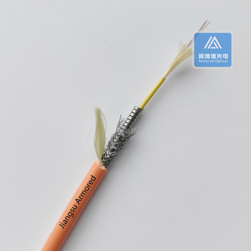 12 Cores MM Spiral Armored Fiber Cable Orange LSZH 6.5mm  Micro Armored Cable FTTH Rodent Resistant