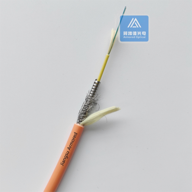 12 Cores MM Spiral Armored Fiber Cable Orange LSZH 6.5mm  Micro Armored Cable FTTH Rodent Resistant
