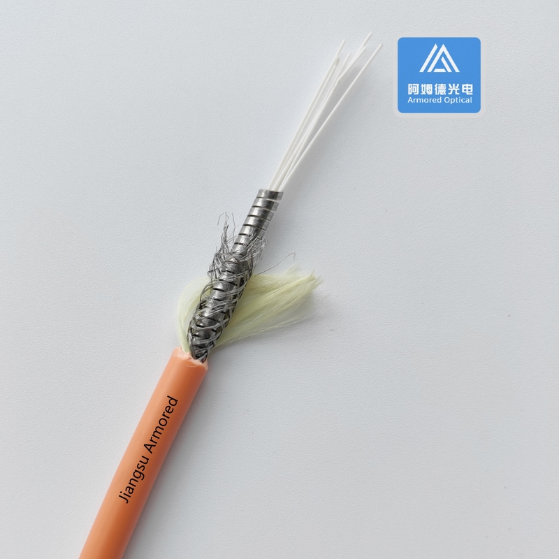 6 Cores MM Spiral Armored Fiber Cable Orange PVC 6.5mm  Micro Armored Cable FTTH Rodent Resistant