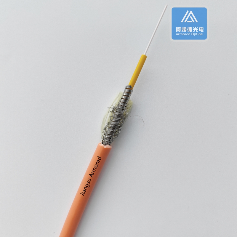 Simplex MM Armored Fiber Cable Orange PVC Micro Armored Fiber Cable  5.0mm  FTTH Rodent Resistant