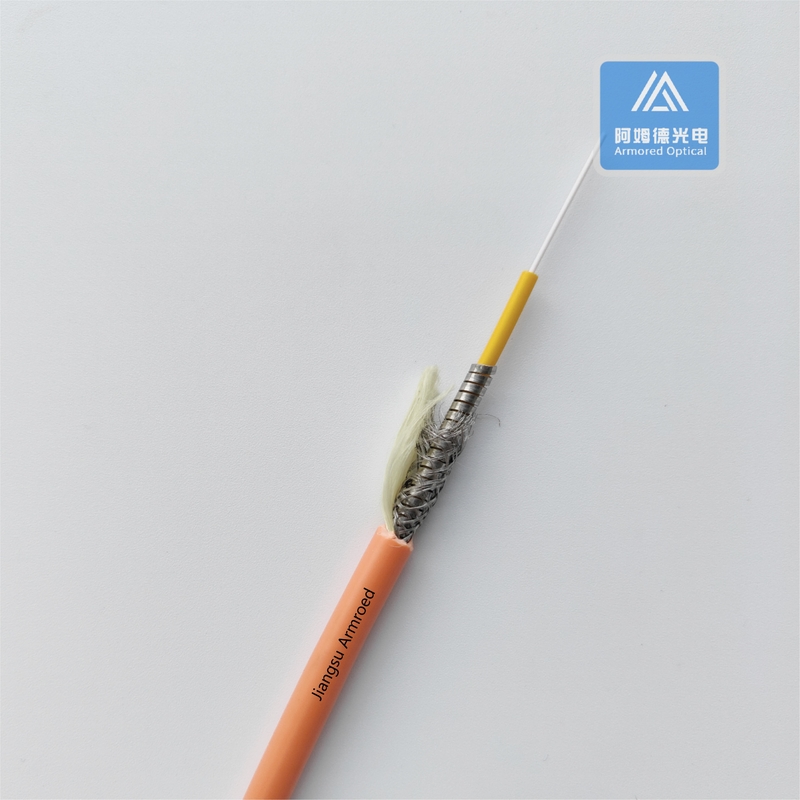 Simplex MM Armored Fiber Cable Orange PVC Micro Armored Fiber Cable  5.0mm  FTTH Rodent Resistant