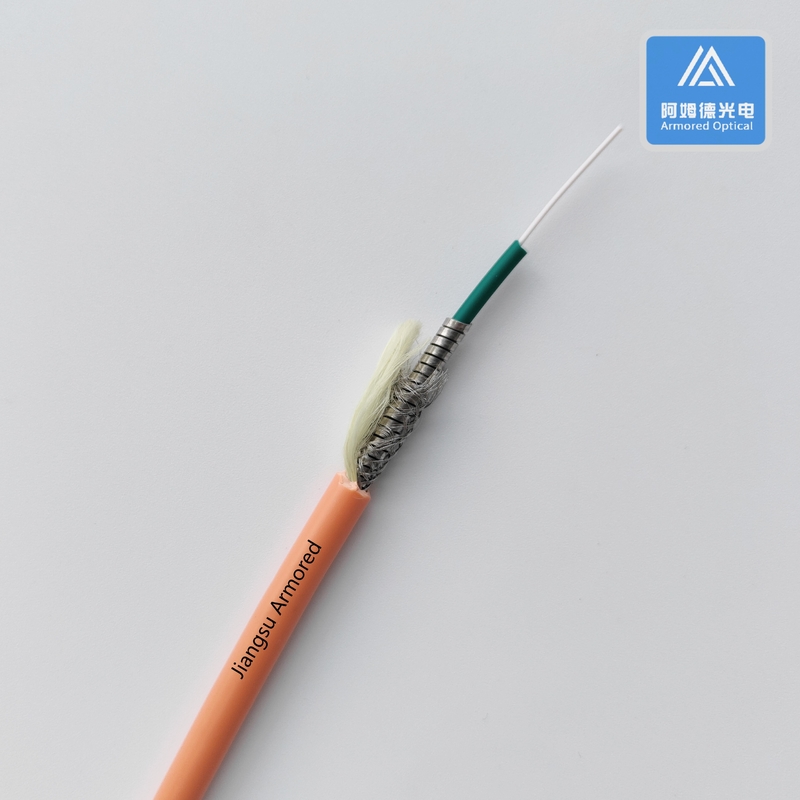 Simplex SM Armored Fiber Cable Micro Armored Fiber Cable Orange PVC 5.0mm  FTTH Rodent Resistant