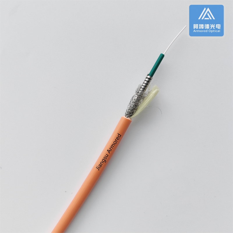 Simplex SM Armored Fiber Cable Micro Armored Fiber Cable Orange PVC 5.0mm  FTTH Rodent Resistant