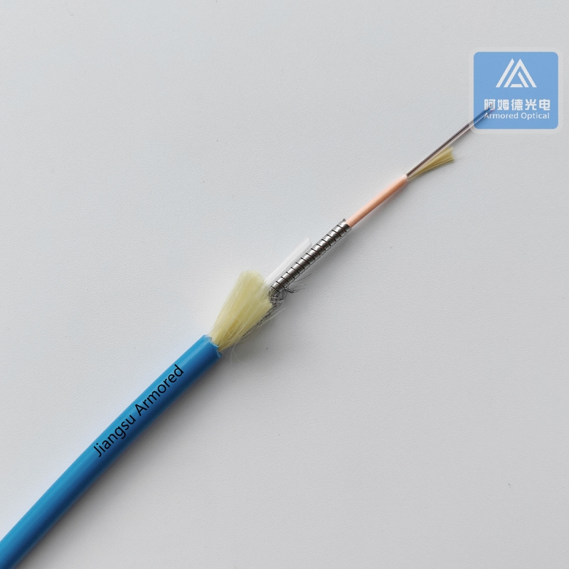6 Cores Single Mode Spiral Micro Armored Fiber Cable  5.0mm Blue LSZH Rodent Resistant