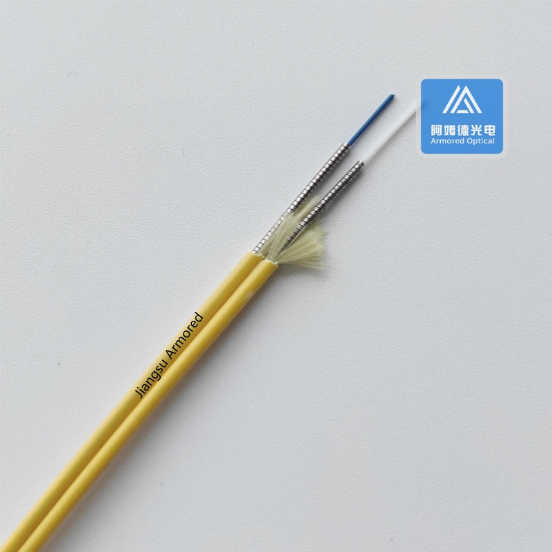 Duplex Armored Fiber Cable G652D Spiral Armored Tube Yellow LSZH  OD2.0 mm*2 pcs  ODN
