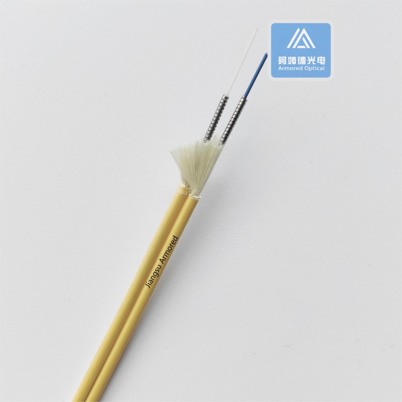 Duplex Armored Fiber Cable G652D Spiral Armored Tube Yellow LSZH  OD2.0 mm*2 pcs  ODN