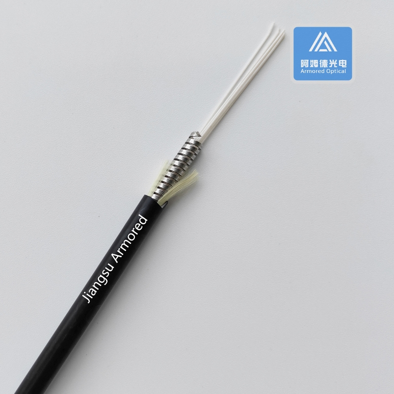 6 Cores Armored Fiber Cable 6.5mm Black PVC  Rodent Resistant  Flexbile Armored Fiber Cable FTTH