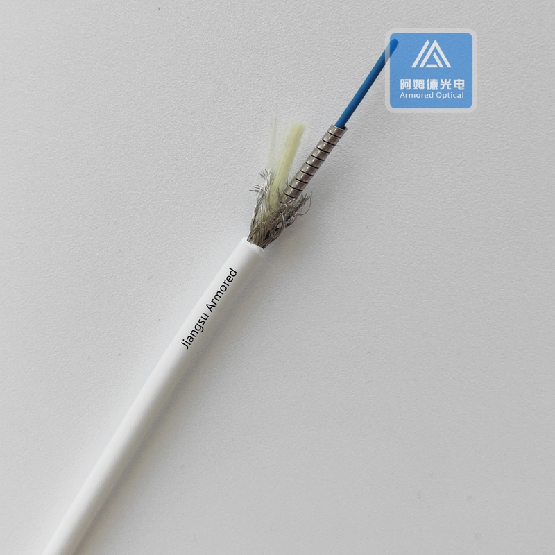 Simplex SM Spiral Armored Fiber Cable 3.0mm White LSZH Rodent Resistant FTTH Micro Armored Fiber Cable