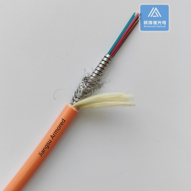 12 Strand Armored Fiber Optic Cable Armored Multimode Fiber 6.0mm Orange LSZH