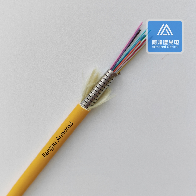 12 Cores Multi Mode Spiral Armored Fiber Cable 6.0mm Orange PVC Rodent Resistant FTTH