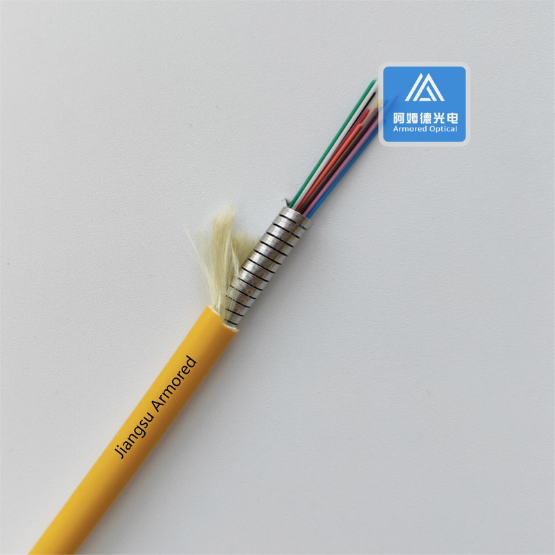 12 Cores Multi Mode Spiral Armored Fiber Cable 6.0mm Orange PVC Rodent Resistant FTTH