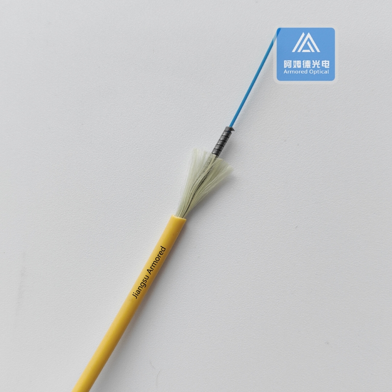 Simplex SM Spiral Armored Fiber Cable 3.0mm Yellow LSZH Rodent Resistant FTTH
