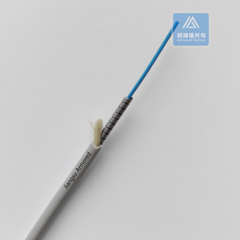 Simplex MM Spiral Armored Fiber Cable 3.0mm Grey PVC Rodent Resistant FTTH