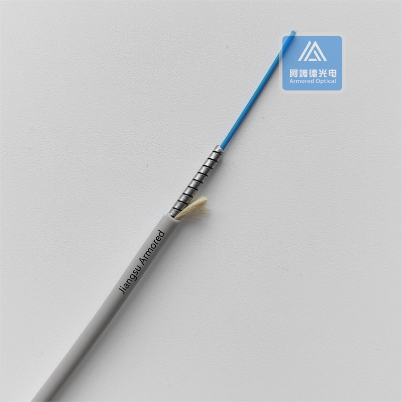 Simplex MM Spiral Armored Fiber Cable 3.0mm Grey PVC Rodent Resistant FTTH