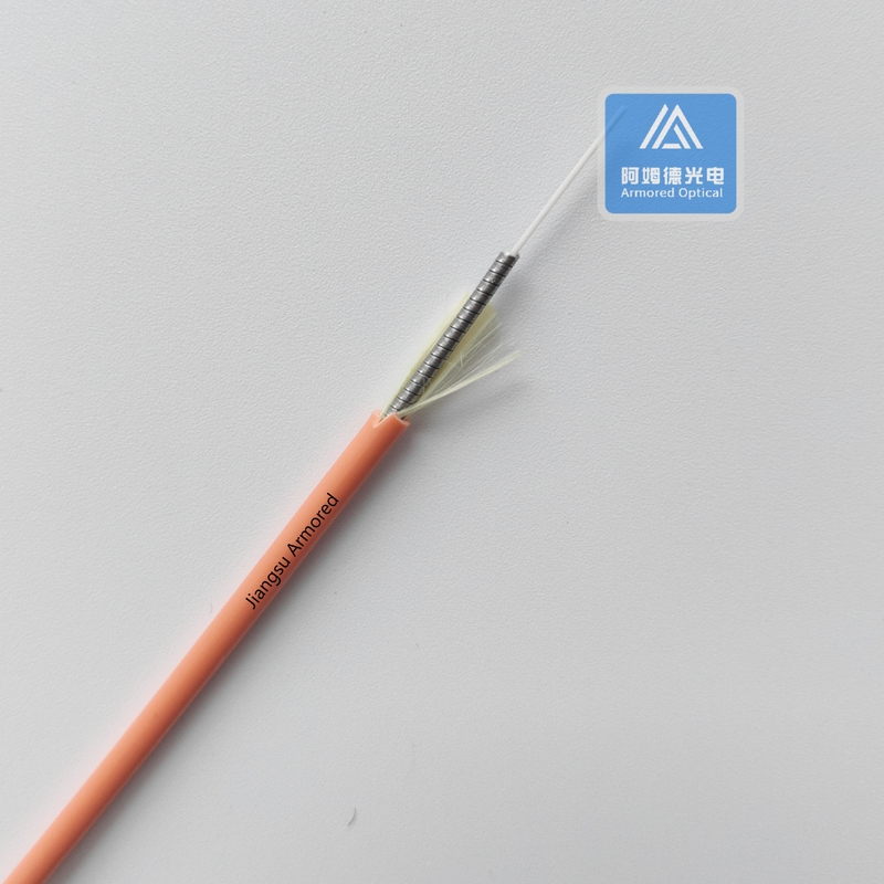 Simplex MM Spiral Armored Fiber Cable 3.0mm Orange PVC Rodent Resistant FTTH