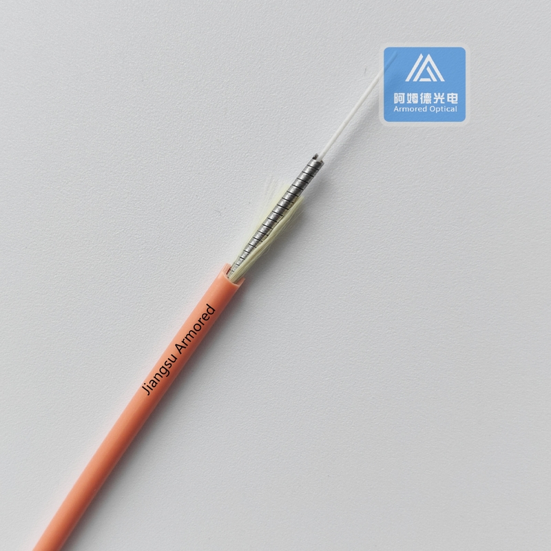 Simplex MM Spiral Armored Fiber Cable 3.0mm Orange PVC Rodent Resistant FTTH