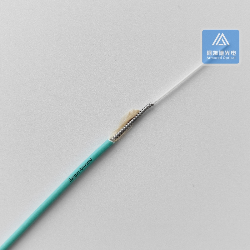Simplex OM3 Spiral Armored Fiber Cable 2.0mm Aque LSZH Rodent Resistant FTTH