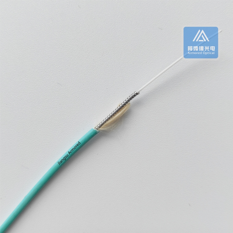 Simplex OM3 Spiral Armored Fiber Cable 2.0mm Aque LSZH Rodent Resistant FTTH