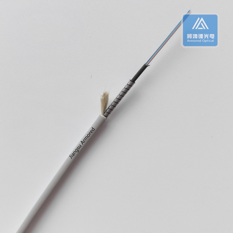 12 Cores Armored Multimode Fiber Optic Cable 3.3mm Grey LSZH Rodent Resistant FTTH