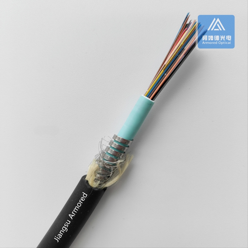26 Core Fiber Optic Cable Multi Mode Armored Black TPU 10.0mm Rodent Resistant FTTH