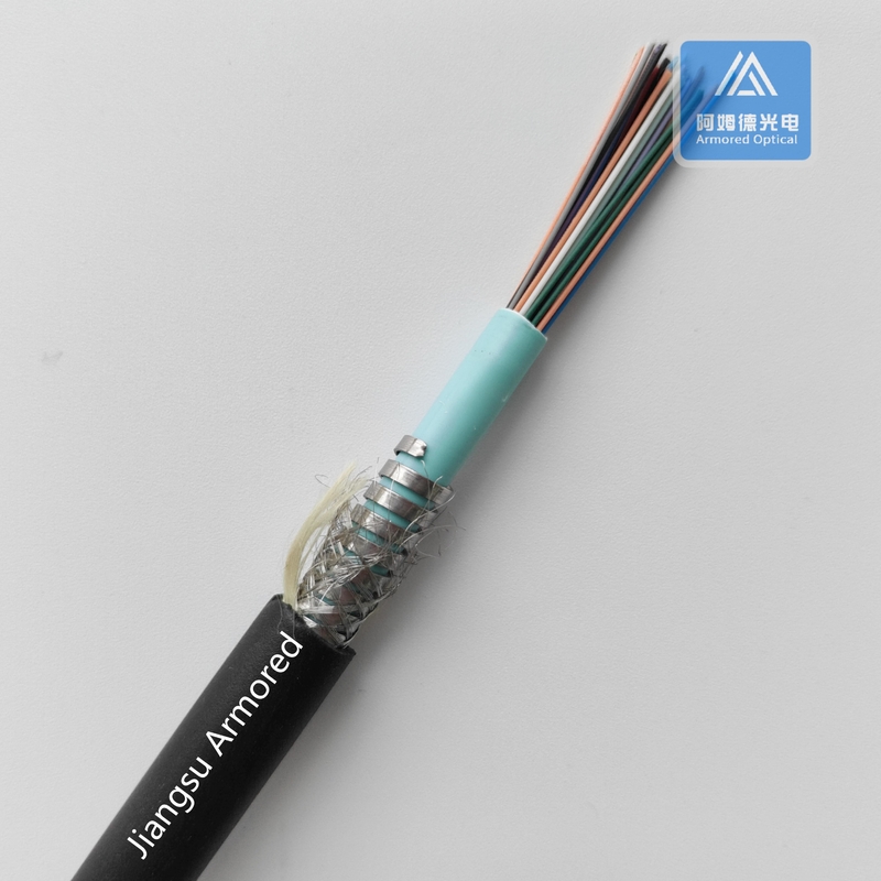 26 Core Fiber Optic Cable Multi Mode Armored Black TPU 10.0mm Rodent Resistant FTTH
