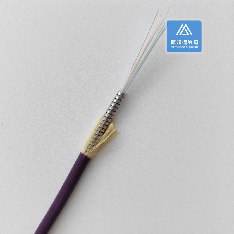 8 Core 8 Core Armoured Fiber Optic Cable Single Mode 6.5mm Purple ETFE High Temperature