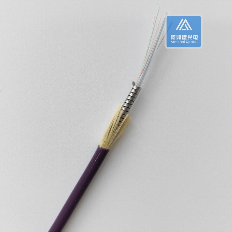 8 Core 8 Core Armoured Fiber Optic Cable Single Mode 6.5mm Purple ETFE High Temperature