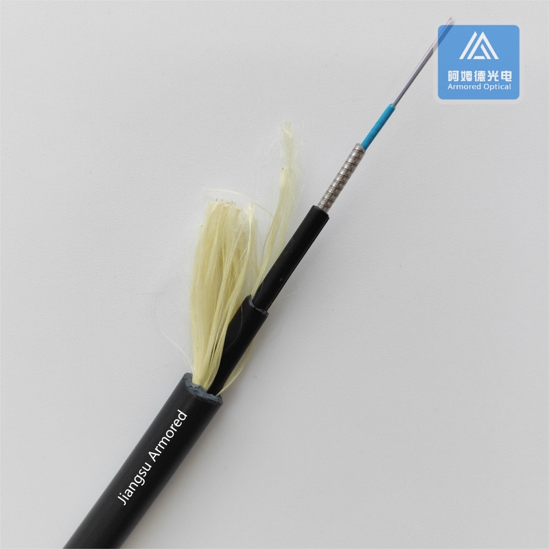 12 Core SM Fiber Optic Cable Armored Type 10.5mm Black TPU Rodent Resistant FTTH