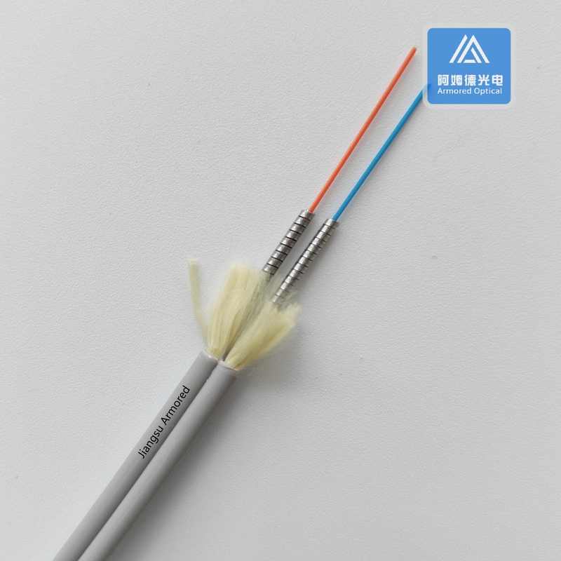 Duplex Om1 Fiber Cable Armored Ofc Cable 3.0mm X2pcs Grey PVC