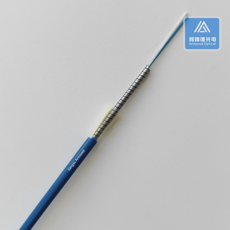 SM Duplex Fiber Optic Cable Armored 3.2mm Blue Pvc Rodent Resistant Flexible